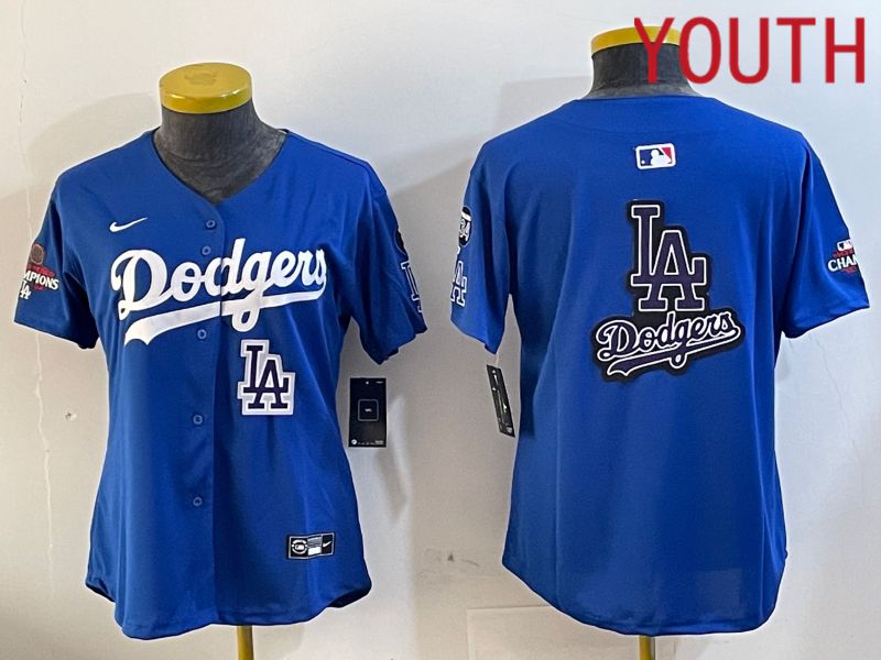 Youth Los Angeles Dodgers Blank Blue Game 2024 Nike MLB Jersey style 12052